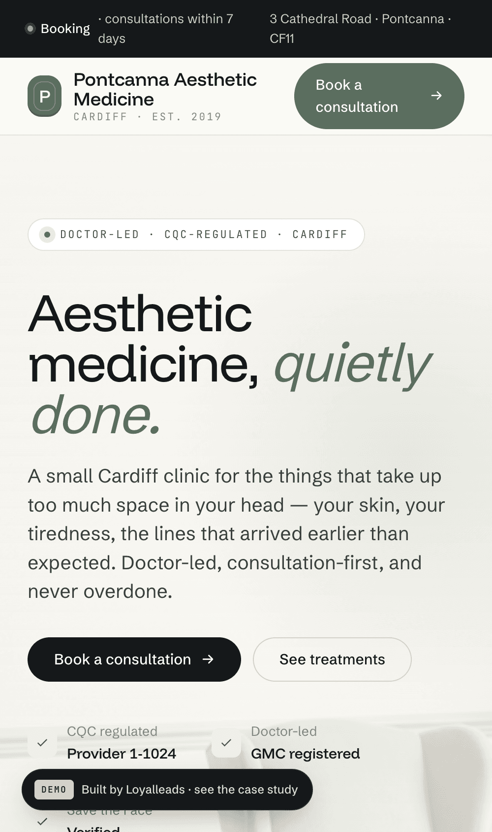 Pontcanna Aesthetic Medicine — mobile view
